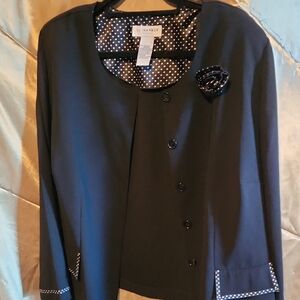 Sag Harbor Women's Black Blazer with Polka Dot Accents